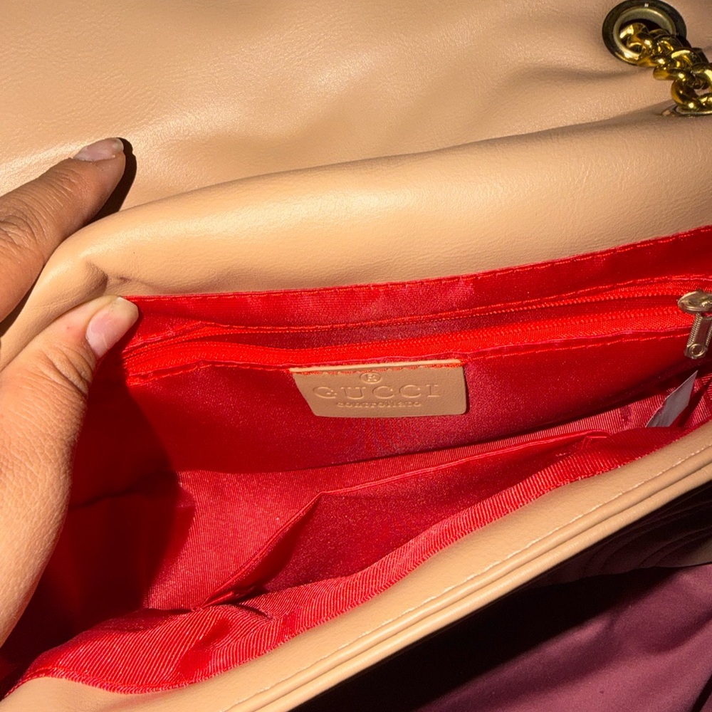 BeigeLeather Shoulder Bag with Gold - Picture 4 of 4